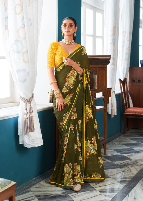 Green Sequins Indian saree with blouse in USA, Perfect for Indian Daily wear, partywear sequins saree