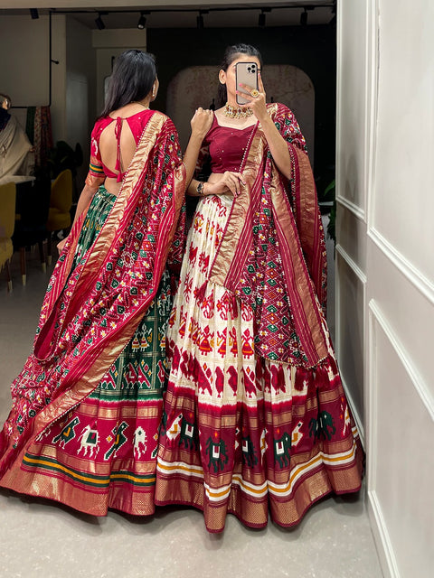 amazing beautiful tussar silk chaniya choli is best for you to wear this wedding season For Women