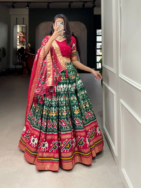 amazing beautiful tussar silk chaniya choli is best for you to wear this wedding season For Women