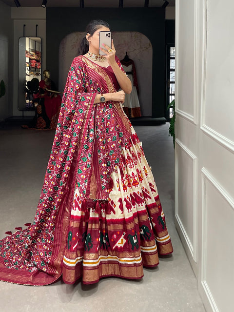 amazing beautiful tussar silk chaniya choli is best for you to wear this wedding season For Women