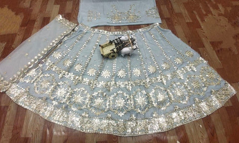 Beautiful Light Blue-Gray lehenga Choli For Women,Indian Designer Ready to partywear Lehenga choli, Soft Net with embroidery lehenga Choli - ReadyToWearshop