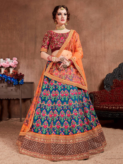 Amazing Blue Navratri lehenga choli dupatta For Women And Girls in USA