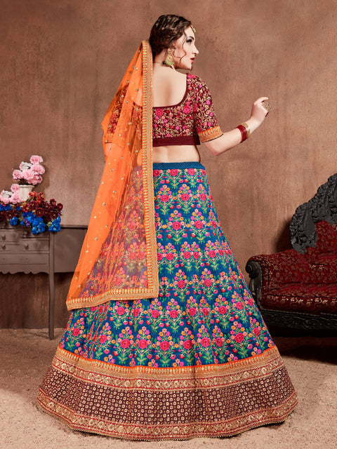 Amazing Blue Navratri lehenga choli dupatta For Women And Girls in USA