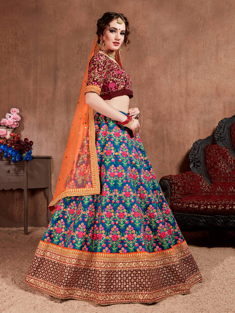 Amazing Blue Navratri lehenga choli dupatta For Women And Girls in USA