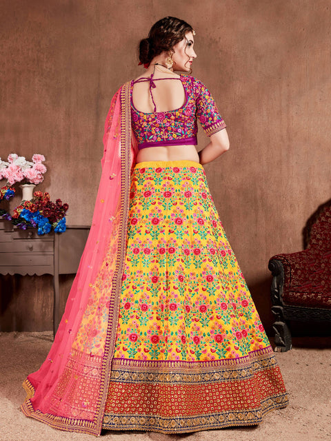 Trendy Yellow Navratri lehenga choli dupatta For Women And Girls in USA