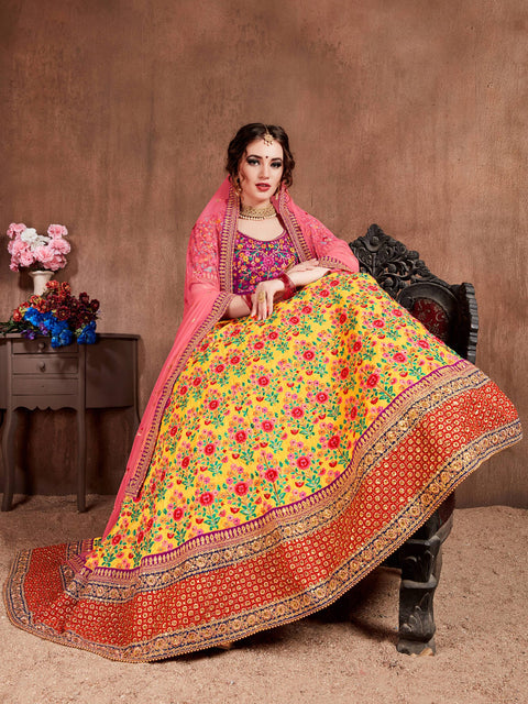 Trendy Yellow Navratri lehenga choli dupatta For Women And Girls in USA