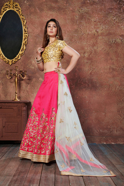 Radiant Pink lehenga choli dupatta For Women And Girls in USA