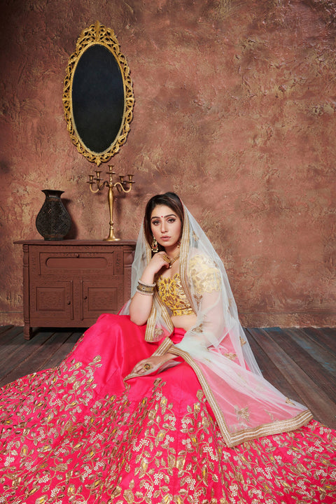 Radiant Pink lehenga choli dupatta For Women And Girls in USA