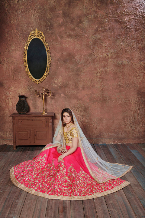 Radiant Pink lehenga choli dupatta For Women And Girls in USA