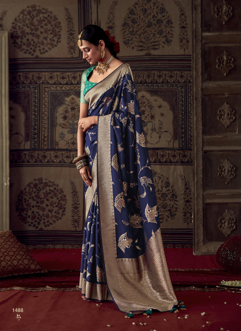 Dove Blue Beautifully Designed Saree with blouse in ,USA Perfect for Indian wedding or party wear for women