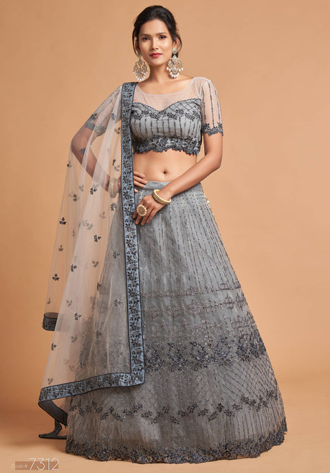 Attractive Grey fancy lehenga Choli for women with Dupatta in USA