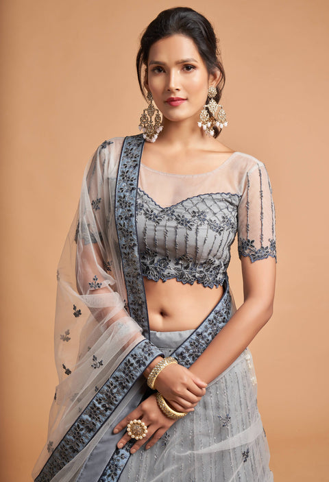 Attractive Grey fancy lehenga Choli for women with Dupatta in USA