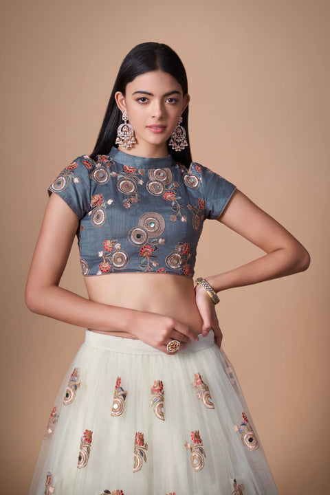 Traditional Off white fancy lehenga Choli for women with Dupattaa in USA