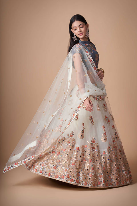 Traditional Off white fancy lehenga Choli for women with Dupattaa in USA