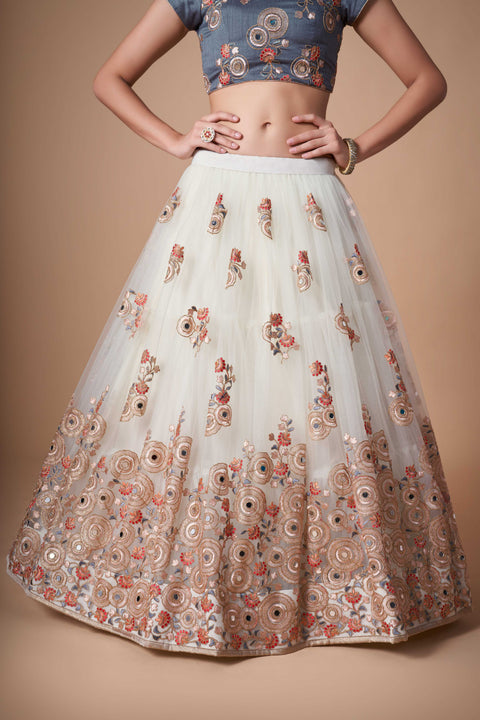 Traditional Off white fancy lehenga Choli for women with Dupattaa in USA