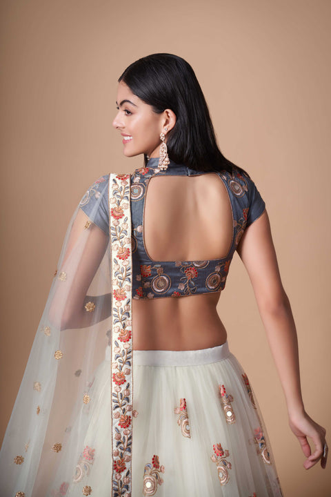 Traditional Off white fancy lehenga Choli for women with Dupattaa in USA