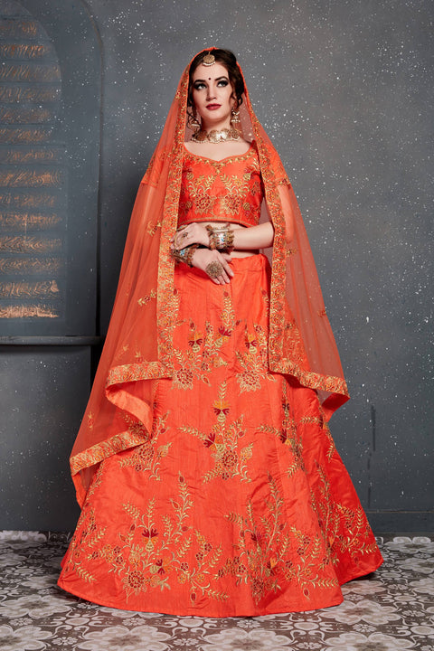 Dazzling Orange lehenga choli dupatta For Women And Girls in USA