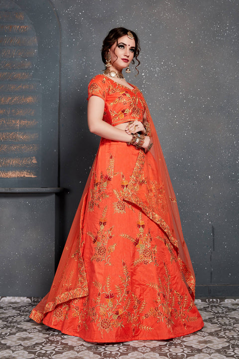 Dazzling Orange lehenga choli dupatta For Women And Girls in USA