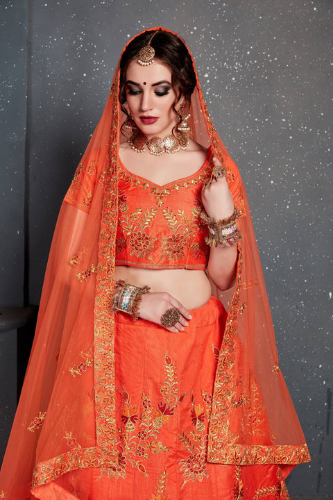 Dazzling Orange lehenga choli dupatta For Women And Girls in USA