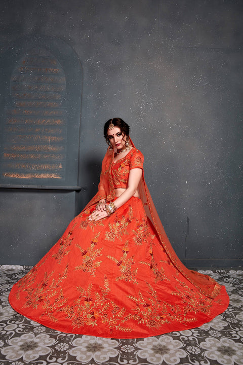 Dazzling Orange lehenga choli dupatta For Women And Girls in USA