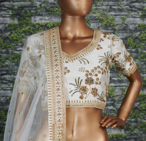 White Wedding wear Heavy Lehenga Choli for Women with Dupatta Sequence Lehenga Choli In USA