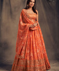 Trendy Orange Organza Bollywood lehenga choli for women with Dupatta Indian Designer Ready to wear partywear Lehenga Choli Trendy Lehenga - ReadyToWearshop