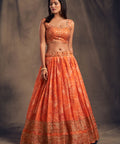 Trendy Orange Organza Bollywood lehenga choli for women with Dupatta Indian Designer Ready to wear partywear Lehenga Choli Trendy Lehenga - ReadyToWearshop