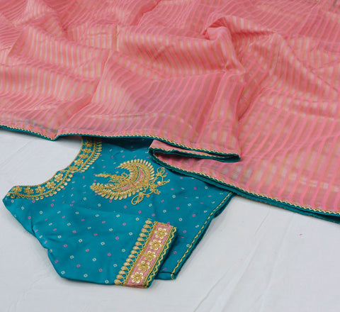 Pink beautiful Indian saree with blouse in ,USA Perfect for Indian wedding or party wear for women