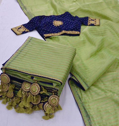 Green beautiful Indian saree with blouse in ,USA Perfect for Indian wedding or party wear for women