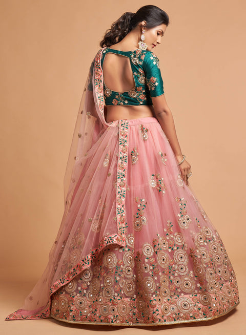 Peach Beautiful fancy lehenga Choli for women with Dupatta in USA