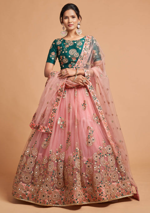 Peach Beautiful fancy lehenga Choli for women with Dupatta in USA