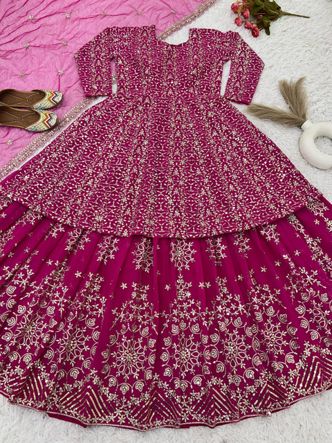 Festival Designer Party Wear Look Full Heavy Embroidery Sequence Work Top With Lehenga and Dupatta