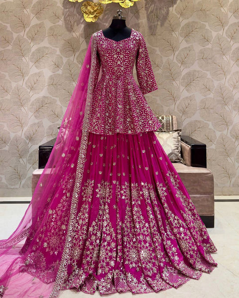 Festival Designer Party Wear Look Full Heavy Embroidery Sequence Work Top With Lehenga and Dupatta