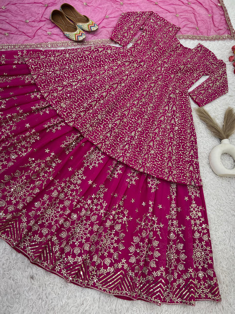 Festival Designer Party Wear Look Full Heavy Embroidery Sequence Work Top With Lehenga and Dupatta