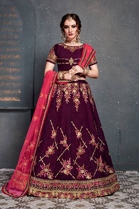 Beautiful Dark Red lehenga choli dupatta For Women And Girls in USA