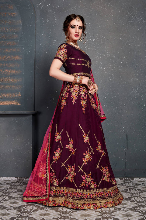 Beautiful Dark Red lehenga choli dupatta For Women And Girls in USA