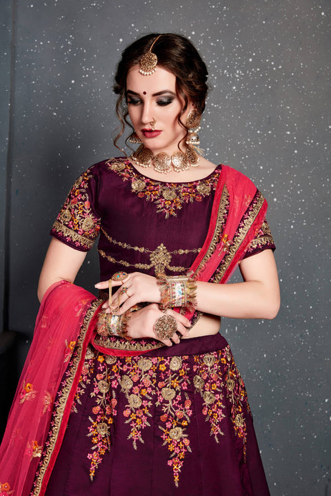 Beautiful Dark Red lehenga choli dupatta For Women And Girls in USA