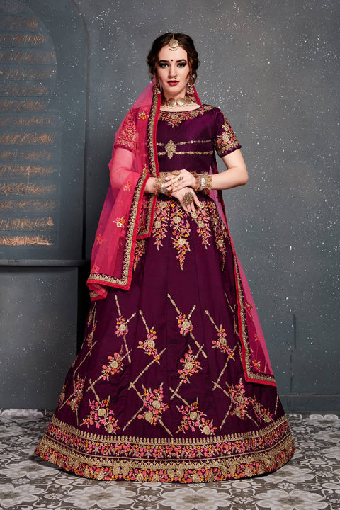 Beautiful Dark Red lehenga choli dupatta For Women And Girls in USA