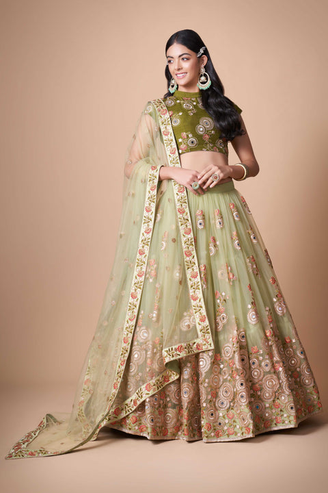 Graceful Green lehenga Choli for women with Dupattaa in USA