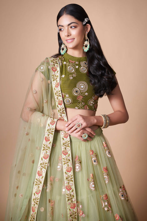 Graceful Green lehenga Choli for women with Dupattaa in USA