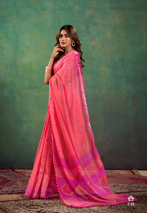 Pink Cotton Indian Wedding Wear saree with blouse in USA, Perfect for Indian Daily Wear sequins saree