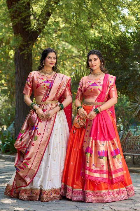 Charming Jacquard Silk Paithani Lehenga Choli is the perfect classic and contemporary fashion For Woman