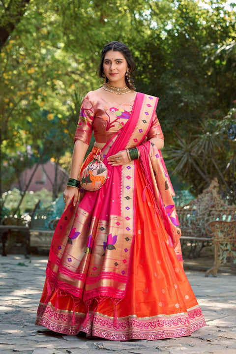 Charming Jacquard Silk Paithani Lehenga Choli is the perfect classic and contemporary fashion For Woman