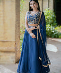 Navy blue lehenga choli for women,Indian Designer partywear Georgette with Sequinsand Thread Embroidery Work Lehenga choli with Dupatta - ReadyToWearshop