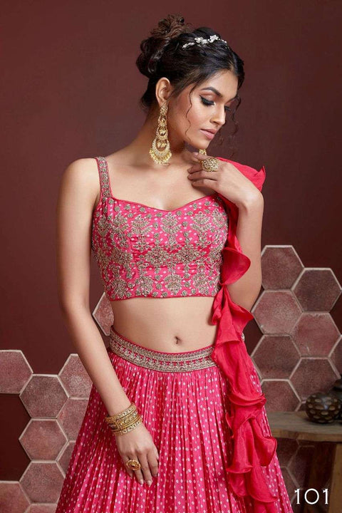 Glamorous Pink Party wear Heavy Lehenga Choli for Women with Dupatta Sequence Lehenga Choli In USA