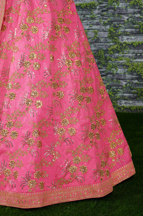 Pink Wedding wear Heavy Lehenga Choli for Women with Dupatta Sequence Lehenga Choli In USA