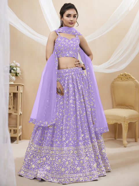 Purple Party wear Heavy Lehenga Choli for Women with Dupatta Sequence Lehenga Choli In USA