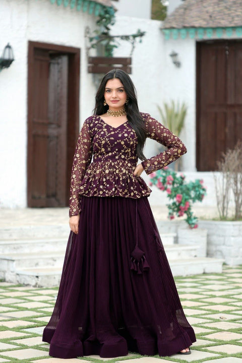 Purple Sequins Embroiderd Readymade Lehenga choli Set For Women