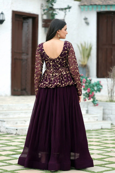 Purple Sequins Embroiderd Readymade Lehenga choli Set For Women