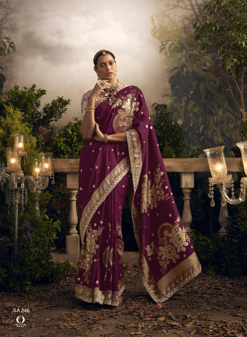 Purple Wedding Wear saree with blouse in USA, Perfect for Indian Wedding Wear sequins saree For Woman